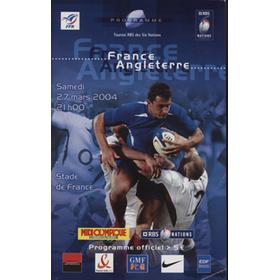 FRANCE V ENGLAND 2004 RUGBY PROGRAMME