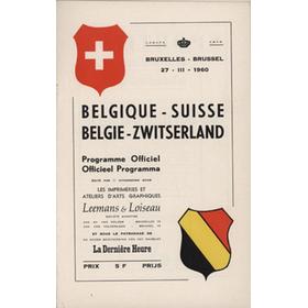 BELGIUM v SWITZERLAND 1960 FOOTBALL PROGRAMME