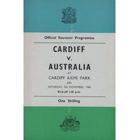 CARDIFF V AUSTRALIA 1966-67 RUGBY PROGRAMME