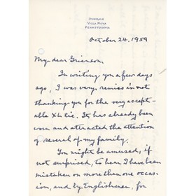  CHRISTY MORRIS (PHILADELPHIANS) 1959 CRICKET LETTER