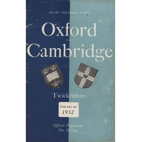 OXFORD V CAMBRIDGE 1952 RUGBY PROGRAMME