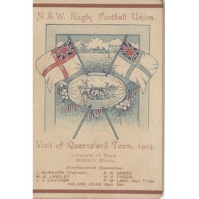 QUEENSLAND RUGBY TOUR OF NEW SOUTH WALES 1904 ITINERARY