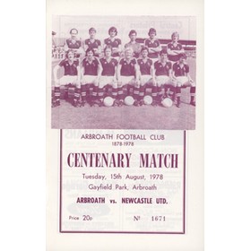 ARBROATH V NEWCASTLE UNITED 1978 FOOTBALL PROGRAMME
