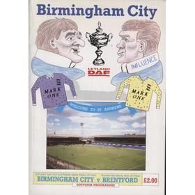 BIRMINGHAM CITY V BRENTFORD 1992 (LEYLAND DAF AREA FINAL) FOOTBALL PROGRAMME