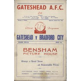 GATESHEAD V BRADFORD CITY 1955-56 FOOTBALL PROGRAMME
