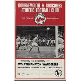 BOURNEMOUTH & BOSCOMBE AFC V WOLVERHAMPTON WANDERERS (RAY BUMSTEAD TESTIMONIAL) 1969 FOOTBALL PROGRAMME