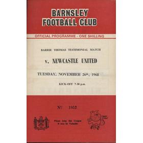 BARNSLEY V NEWCASTLE UNITED (BARRIE THOMAS TESTIMONIAL) 1968-69 FOOTBALL PROGRAMME