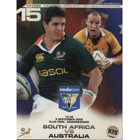 SOUTH AFRICA V AUSTRALIA  2006 RUGBY UNION PROGRAMME