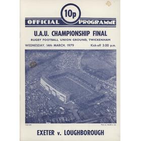 EXETER  V LOUGHBOROUGH (U.A.U. CHAMPIONSHIP FINAL) 1979 RUGBY UNION PROGRAMME