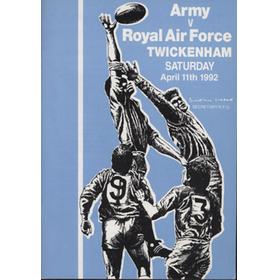 ARMY V ROYAL AIR FORCE 1992 RUGBY UNION PROGRAMME