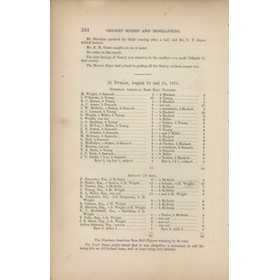 AMERICAN BASEBALL PLAYERS CRICKET TOUR 1874