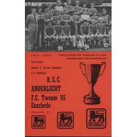 ANDERLECHT V FC TWENTE (ECWC SEMI FINAL) 1977-78 FOOTBALL PROGRAMME