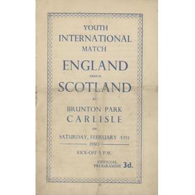 ENGLAND V SCOTLAND (YOUTH INTERNATIONAL) 1949-50 FOOTBALL PROGRAMME - BRUNTON PARK