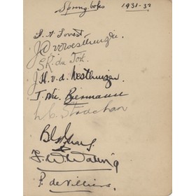 SOUTH AFRICA 1931-32 RUGBY AUTOGRAPHS