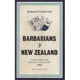 BARBARIANS V NEW ZEALAND 1973 (THE FAMOUS MATCH) RUGBY PROGRAMME