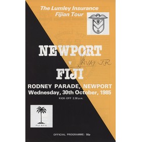NEWPORT V FIJI 1985 RUGBY UNION PROGRAMME - SIGNED BY FIJI TEAM