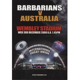 BARBARIANS V AUSTRALIA 2008 RUGBY UNION PROGRAMME