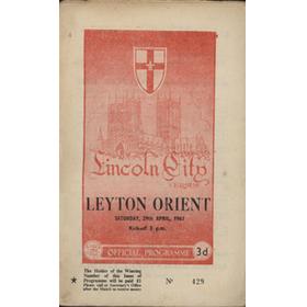 LINCOLN CITY V LEYTON ORIENT 1960-61 FOOTBALL PROGRAMME