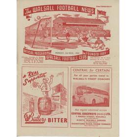 WALSALL V DERBY COUNTY 1958-59 FOOTBALL PROGRAMME