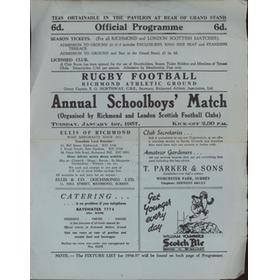 ANNUAL SCHOOLBOYS MATCH 1957 RUGBY UNION PROGRAMME