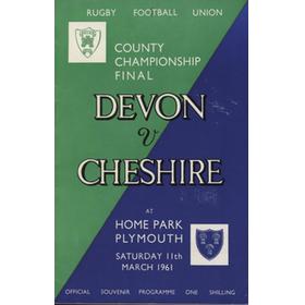 DEVON V CHESHIRE (COUNTY CHAMPIONSHIP FINAL) 1961 RUGBY UNION PROGRAMME