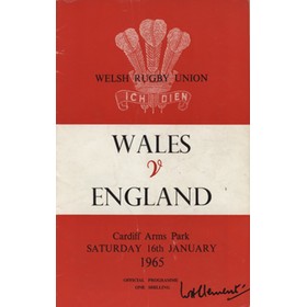 WALES V ENGLAND 1965 RUGBY UNION PROGRAMME