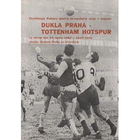 DUKLA PRAGUE V TOTTENHAM HOTSPUR 1961-62 (EUROPEAN CUP) FOOTBALL PROGRAMME