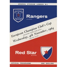 RANGERS V RED STAR BELGRADE 1964-65 (EUROPEAN CUP) FOOTBALL PROGRAMME